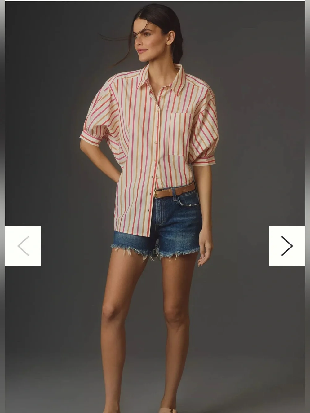 EUC ANTHROPOLOGIE PIlcro Brand Orange|Tan Painter Stripped Poplin Shirt - Picture 3 of 12